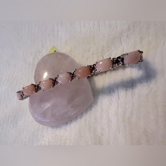 Chuck Clemency STS Pink Opal Gold n Sterling Silver Peruvian Bracelet - Picture 2 of 14